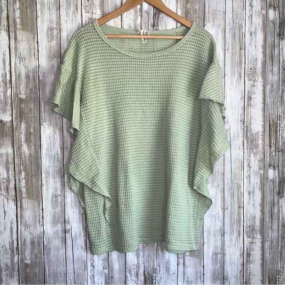 BiBi Tops - BiBi Green Ruffle Textured Blouse